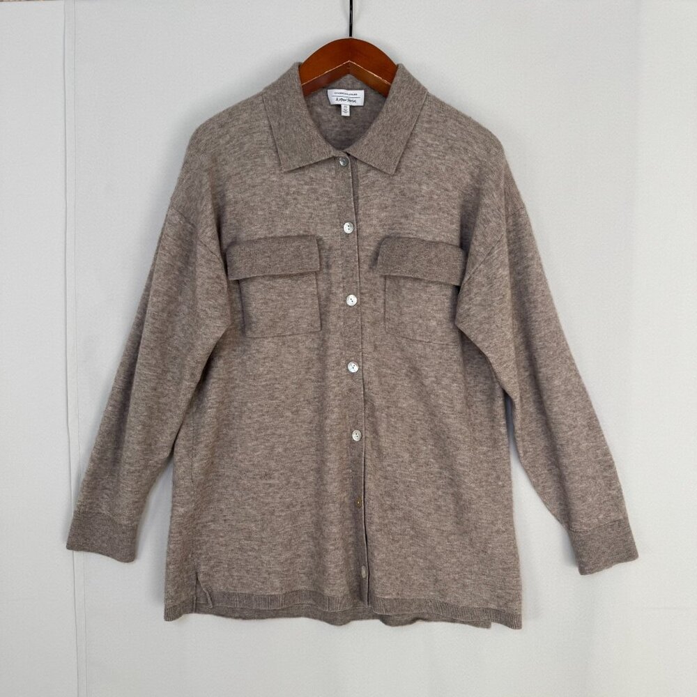&Other Stories Wool Blend Mother of Pearl Button Oversized Shirt Cardigan Medium - Picture 3 of 16